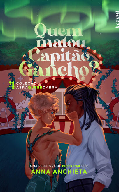 Cabeçalho de letras arredondadas e coloridas em degradê verde e branco formando o título: Quem matou Capitão Gancho?